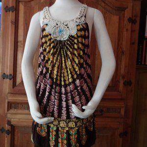 Free People Dress Vibrant Colors w/Macrame Size S